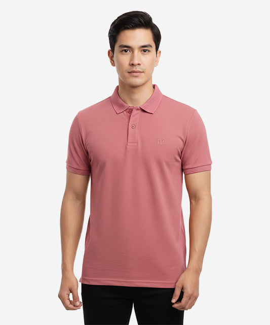HR Clothing Men's T-Shirt Texture Collar Pink