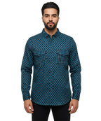 Men's Casual Printed Shirt - Shc-1544 Printed Blue