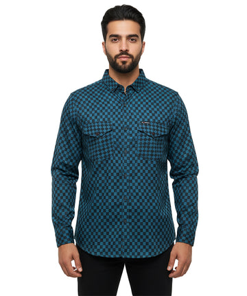 Men's Casual Printed Shirt - Shc-1544 Printed Blue