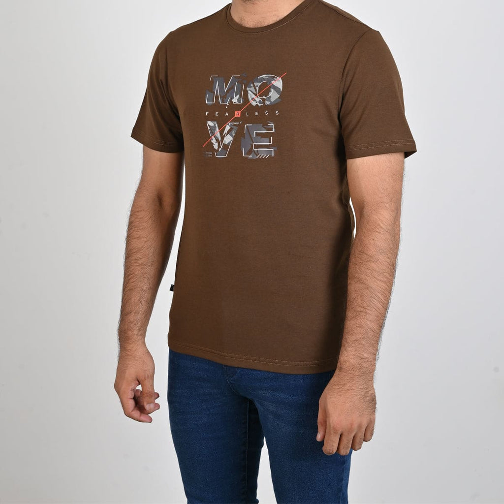 HR clothing Mens Printed T-Shirt - Brown TSH-5351
