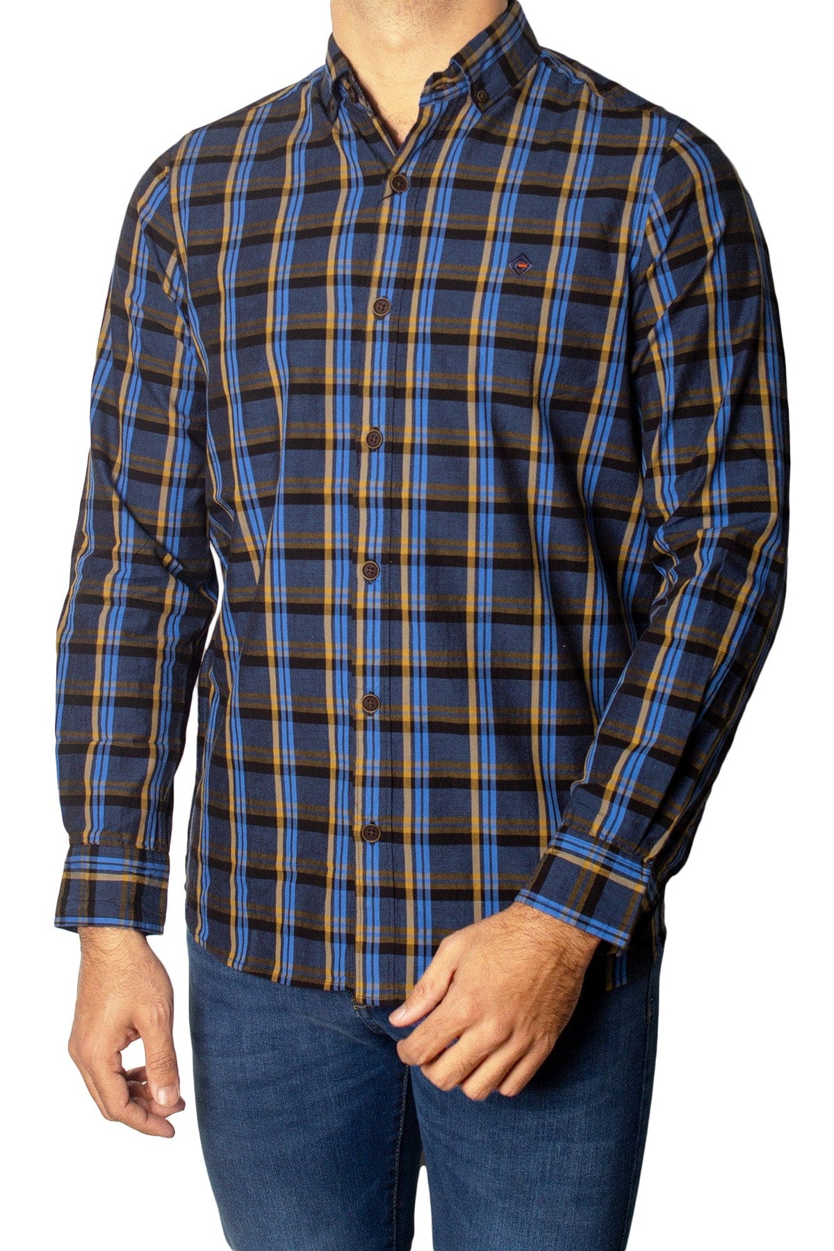 Men's Casual Checkered Shirt SHC-1702 Blue Chk