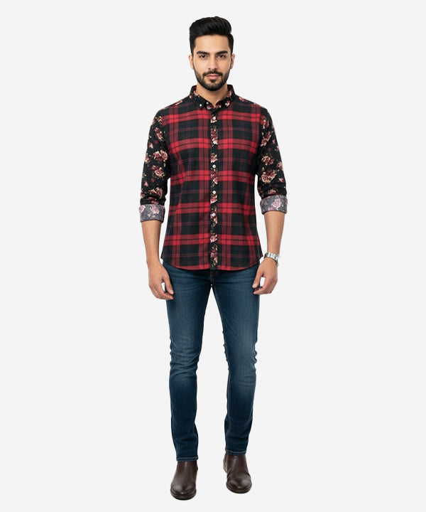 Men's Casual Shirt - Shc-0817 Black Floral B