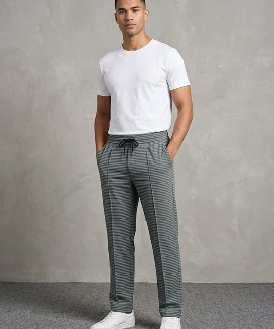 Men’s Pinstripe Drawstring Trousers – Relaxed Fit - LWR-0688 Green Stripe