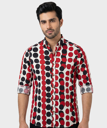 Men's Casual Shirt - Shc-1227 White Red
