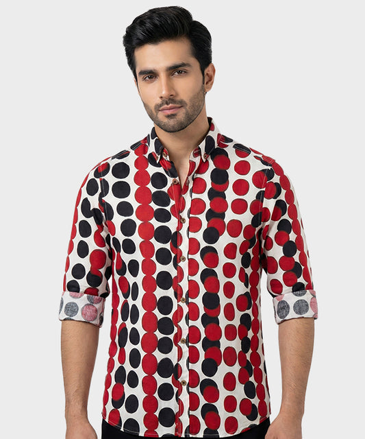 Men's Casual Shirt - Shc-1227 White Red