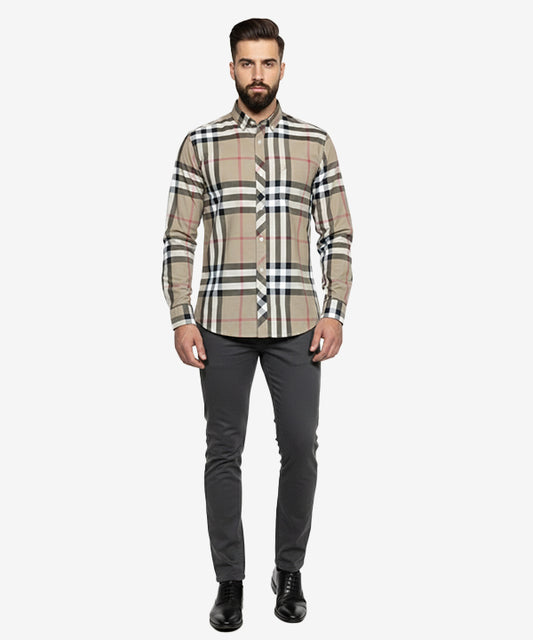 Men's Casual Shirt - Shc-1616 Beige Chk