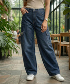 HR Clothing Women's Full Baggy Denim Jeans - JP-2246 – N-Blue