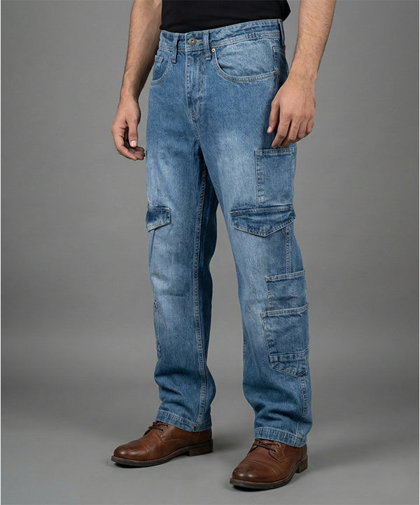 Men's Smart Baggy Denim - 10 pocket Blue Jp-2088