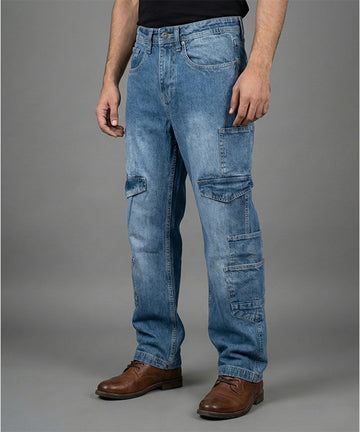 Men's Smart Baggy Denim - 10 pocket Blue Jp-2088