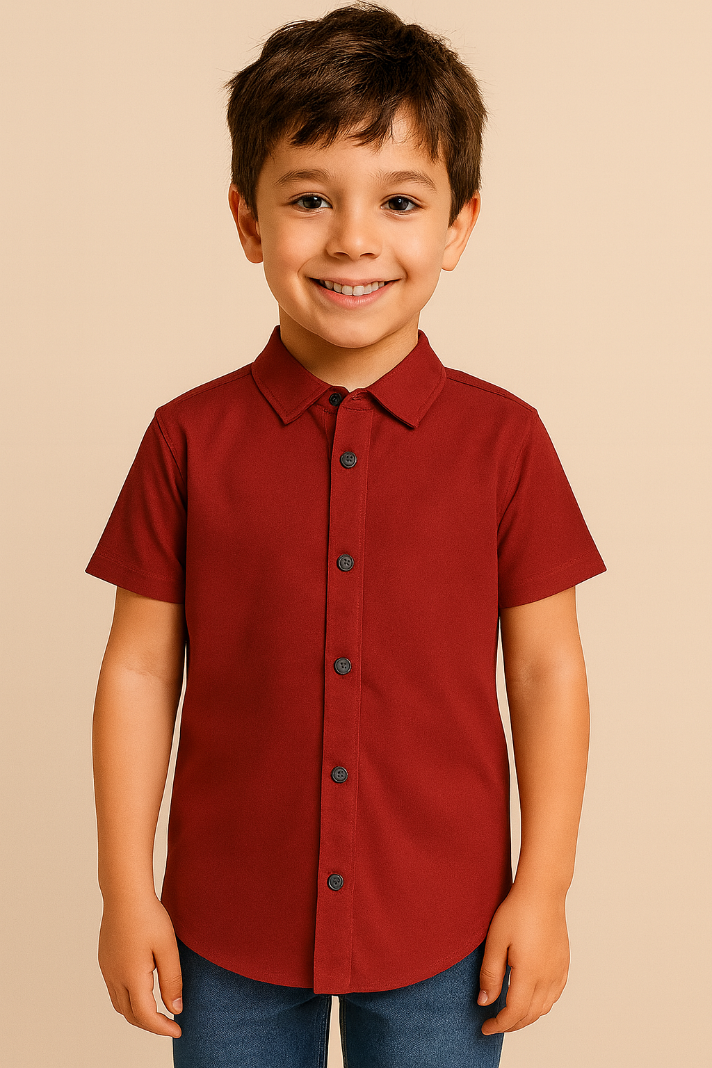 HR clothing Kids Half Sleeves Shirt - Maroon BSH-0110