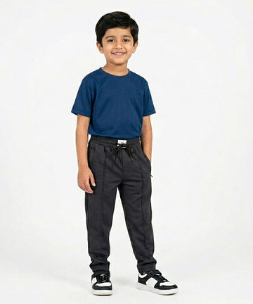 Kids Smart Baggy stretchable premium trouser Black Texture BLW-0136
