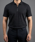 Men's T-Shirt Collar Black Zip Style Tsh-7020