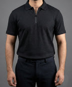 Men's T-Shirt Collar Black Zip Style Tsh-7020