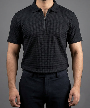 Men's T-Shirt Collar Black Tsh-7020