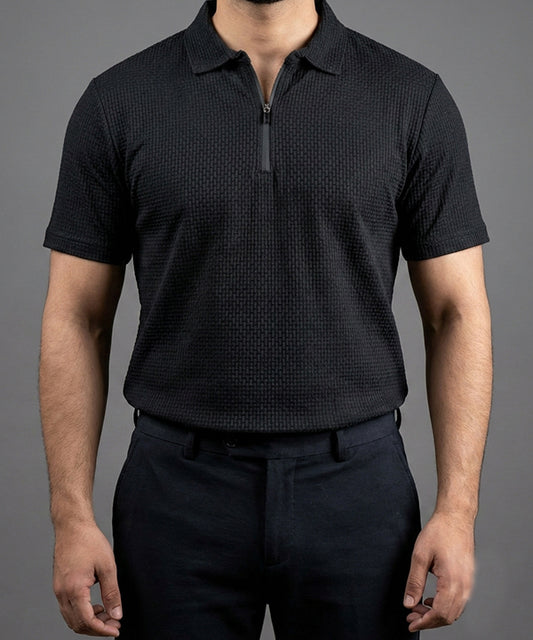 Men's T-Shirt Collar Black Tsh-7020