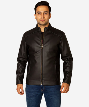 Men's Faux Leather Jacket Jk-0316 Coffee