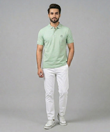 Premium Ribbed Collar Polo T-Shirt Pistachio TSH-7162