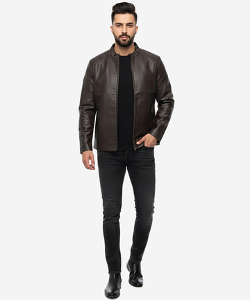 Men's Leather Jacket - Tex D-Brown Jk-0313