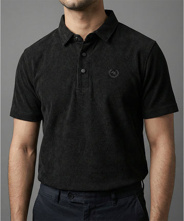 Men's T-Shirt Collar Black Tsh-5923