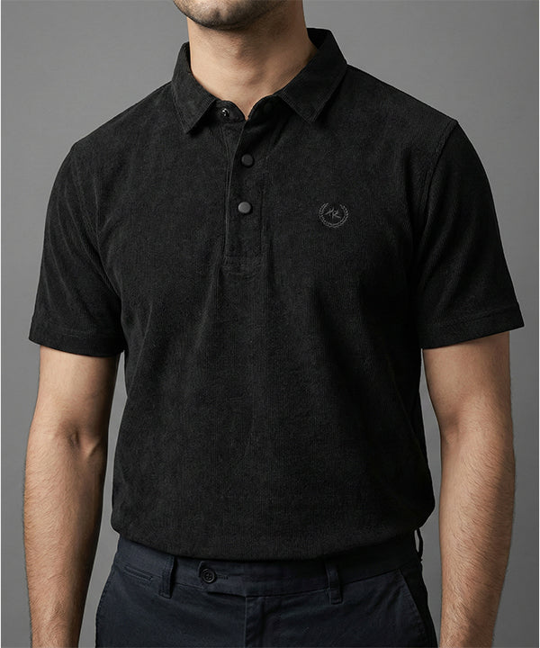 Men's T-Shirt Polo Collar Black Tsh-5923