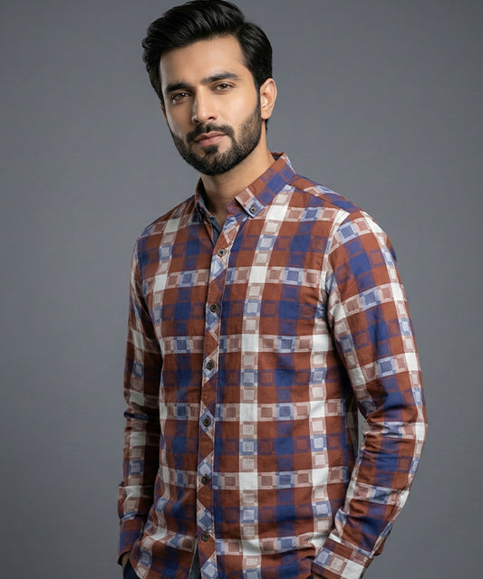 Men's Casual Shirt - Shc-1708 Printed Brown