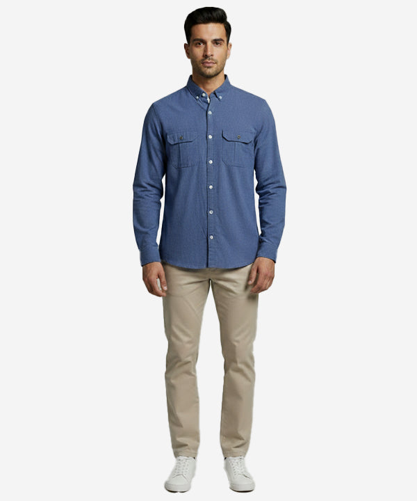 Men's Casual Printed Shirt - Shc-1484 Texture Blue