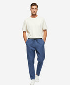 HR Clothing Men's Linen Trousers - Navy LWR-0537