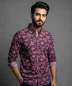 Men's Casual Shirt - Shc-0815 Maroon Floral