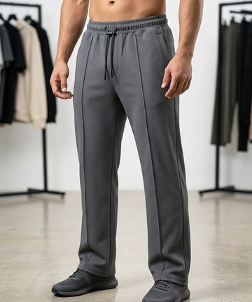 Waffle Knit Elastic Waist Trousers - D grey Lwr-0694