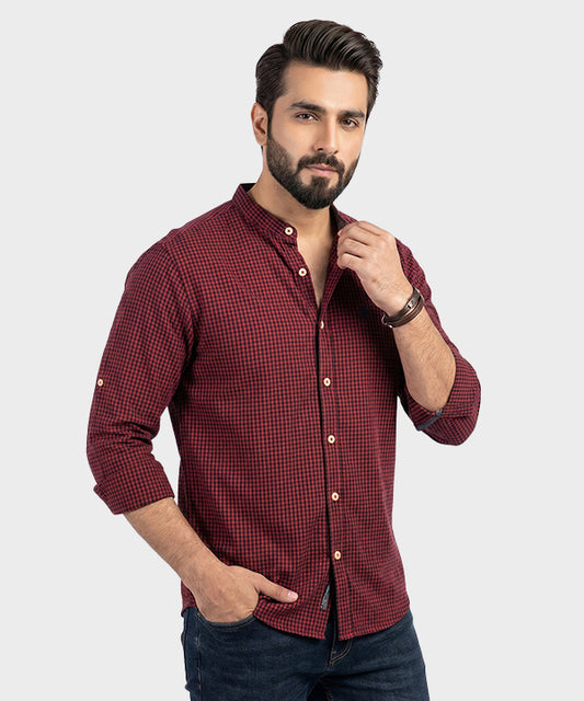 Men's Casual Shirt - Shc-1443 B/Red Chk