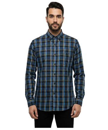 Men's Casual Checkered Shirt - Shc-1702 Blue Chk