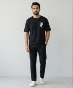 HR Clothing Men's Black Printed Drop Shoulder T-Shirt - TSH-5762
