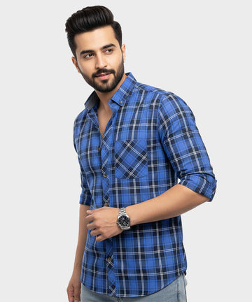 Men's Casual Shirt - Shc-1114 Blue Chk