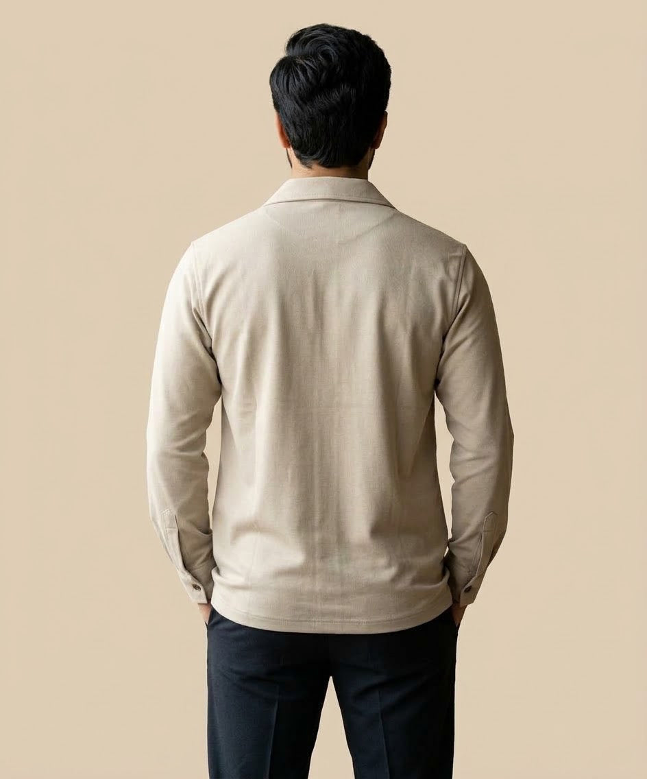 Men's Inter Lock Shirt Full-Sleeves - Beige Shc-3089 (ORG-H)