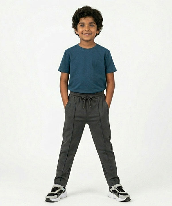 Kids Smart Baggy stretchable premium trouser Self Black Texture BLW-0136