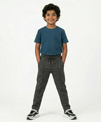 Kids Smart Baggy stretchable premium trouser Self Black Texture BLW-0136