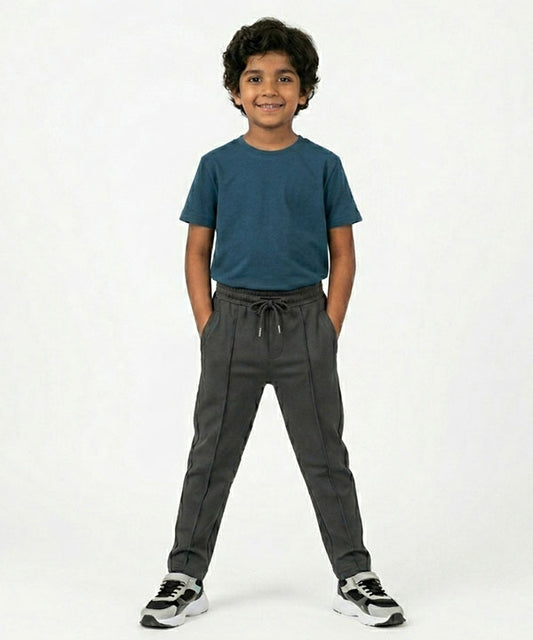 Kids Smart Baggy stretchable premium trouser Self Black Texture BLW-0136