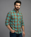Men's Casual Shirt - Shc-1191 Ferozi Chk