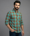 Men's Casual Shirt - Shc-1191 Ferozi Chk