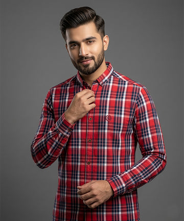 Men's Casual Shirt - Shc-1623 Red Chk