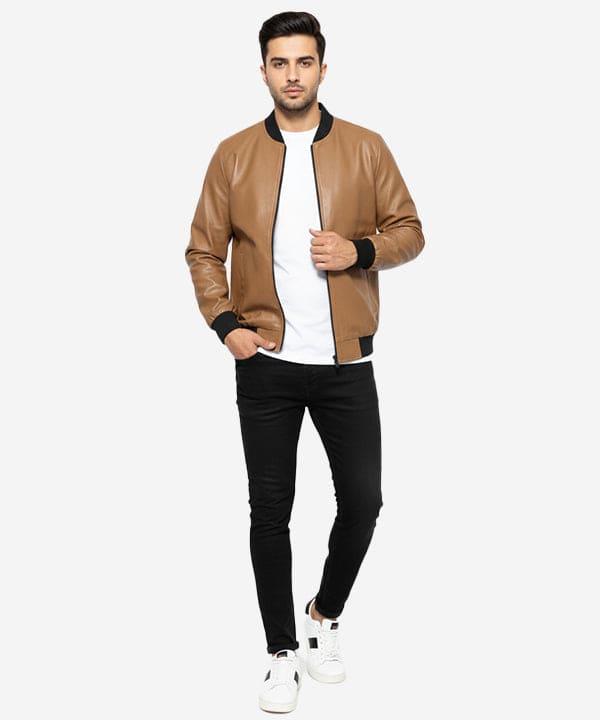 Men's Leather Jacket - Brown JK-0442