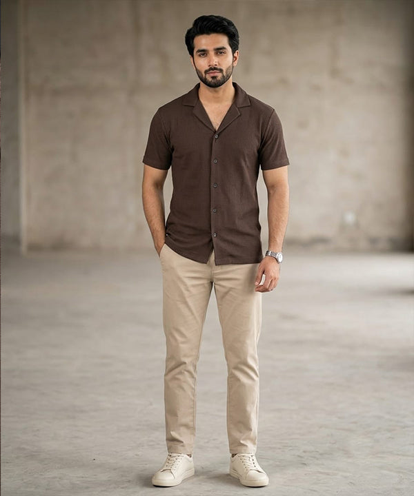 Men's Thermal Half sleves Shirt -Coffee-Brown Shc-3086