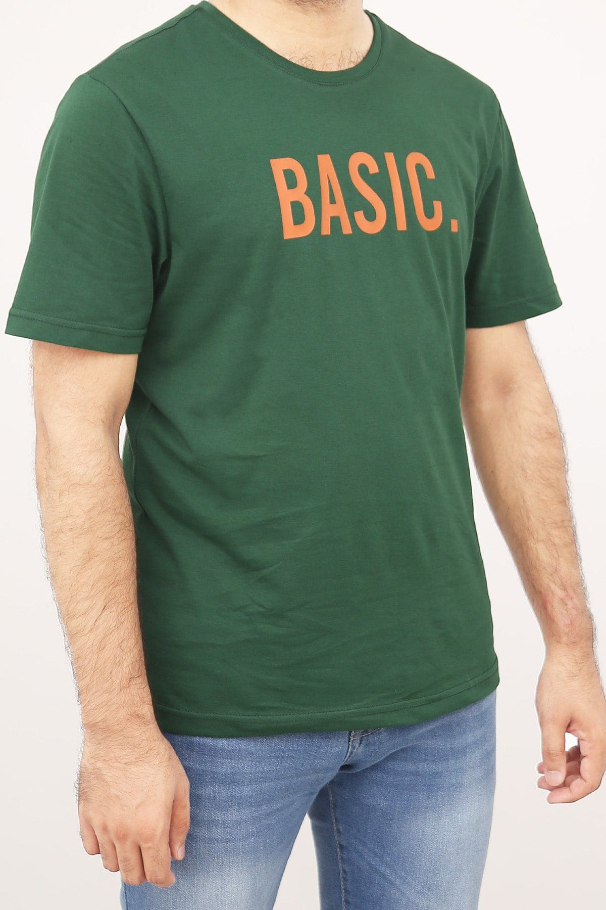 Crew Neck Basic Printed Tee Tsh-5249 Green