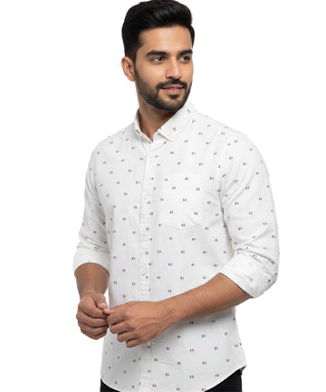 Men's Casual Shirt - Shc-1615 White Dotted
