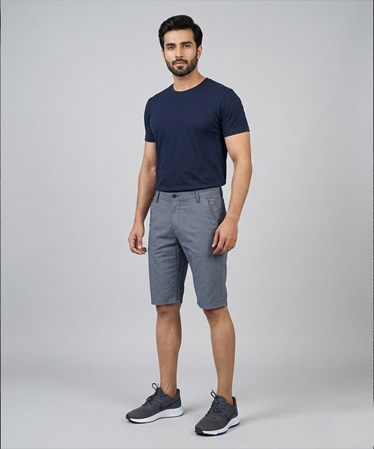 Men’s Summer Cotton Texture Navy Shorts- BR-0101