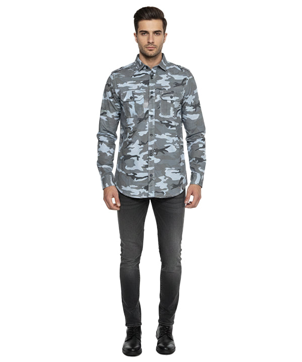 Men's Casual Comouflage Shirt - Army Grey SHC-1466