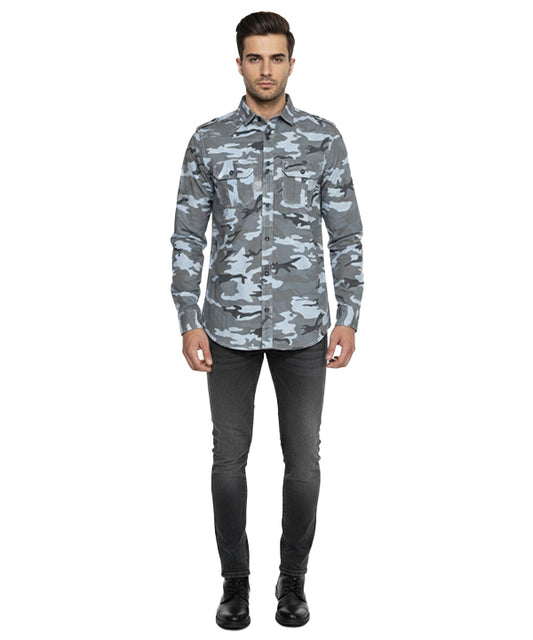 Men's Casual Comouflage Shirt - Army Grey SHC-1466