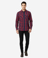 Men's Casual Checkered Shirt - Red Chk SHC-1719 (ORG)