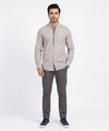 Men's Casual Shirt - L Grey Stripe Shc-1619 ORG