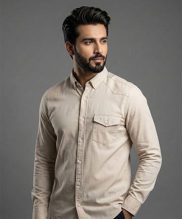 Men's Casual Shirt - Shc-1113 Beige